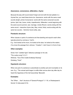 Assonance, consonance, alliteration, rhyme: Paratactic structure