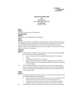 ARTICLES OF ASSOCIATION Of: ING Groep N.V. with corporate