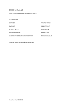 IGCSE ENGLISH LANGUAGE ANTHOLOGY, Unit B POETRY NOTES