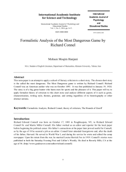 Formalistic Analysis of the Most Dangerous Game by Richard Connel