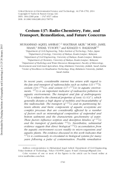 Cesium-137: Radio-Chemistry, Fate, and Transport, Remediation