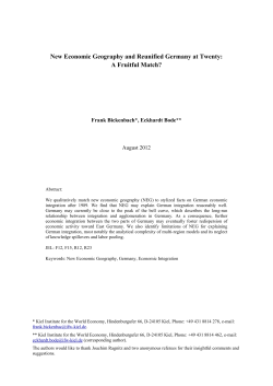 New Economic Geography and Reunified Germany at Twenty: A