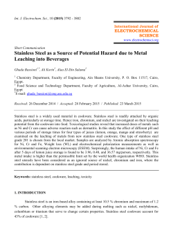 Stainless Steel as a Source of Potential Hazard due to Metal