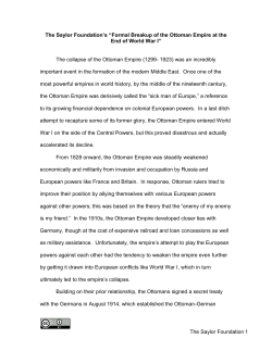 Formal Breakup of the Ottoman Empire at the End of World War I