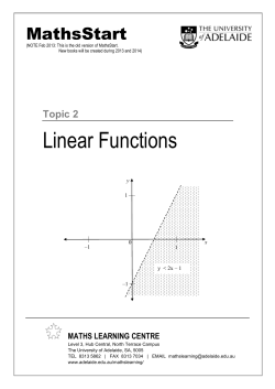 Linear Functions - The University of Adelaide