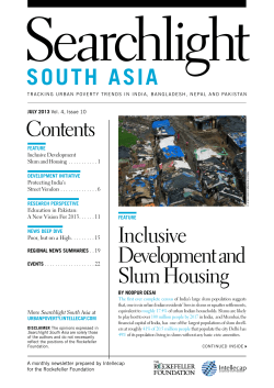 Contents Inclusive Development and Slum Housing SOUTH ASIA