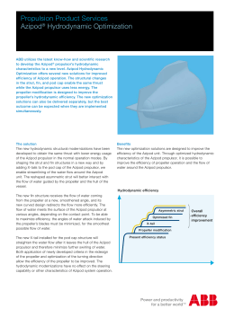 Propulsion Product Services Azipod&reg; Hydrodynamic