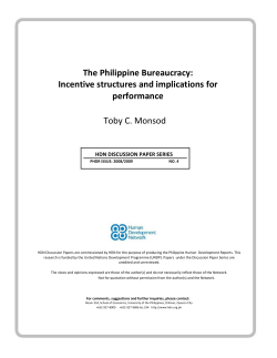 The Philippine Bureaucracy: Incentive structures and implications for