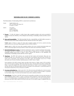 MEMORANDUM OF UNDERSTANDING