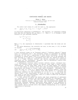 CONTINUED POWERS AND ROOTS Dixon J. Jones 1. Introduction