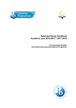 Extended Essay Handbook Academic year 2016-2017 / 2017-2018