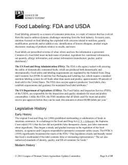 Food Labeling: FDA and USDA