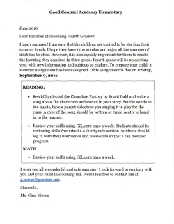 Reading list - Good Counsel Academy Elementary School