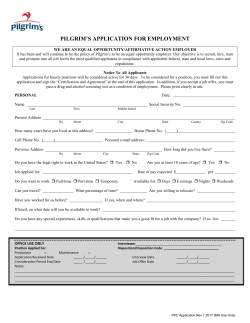 PILGRIM`S APPLICATION FOR EMPLOYMENT