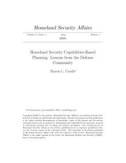 Homeland Security Capabilities-Based Planning: Lessons from the