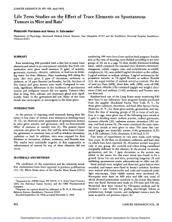 Life Term Studies on the Effect of Trace Elements on Spontaneous