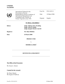Judgement - International Criminal Tribunal for the former Yugoslavia