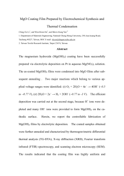MgO Coating Film Prepared by Electrochemical Synthesis and