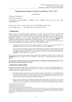 Modernising English Criminal Legislation 1267-1970