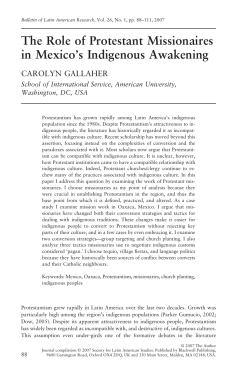 The Role of Protestant Missionaires in Mexico ` s Indigenous
