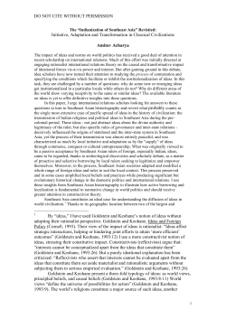 Initiative, Adaptation and Transformation in Classical Southeast Asia