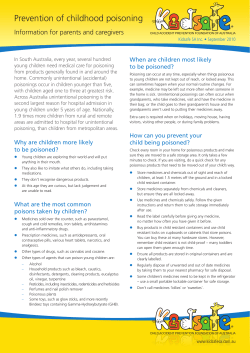 Prevention of childhood poisoning