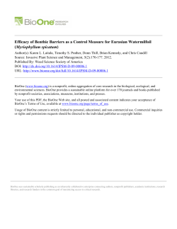 Efficacy of Benthic Barriers as a Control Measure for Eurasian
