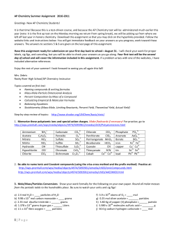 AP Chemistry - Rocky River City Schools