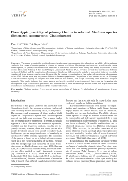 Phenotypic plasticity of primary thallus in selected