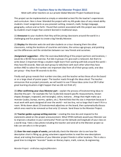For Teachers New to the Monster Project 2015