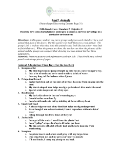 Real? Animals Animal Adaptation Clues Key (for the teacher)