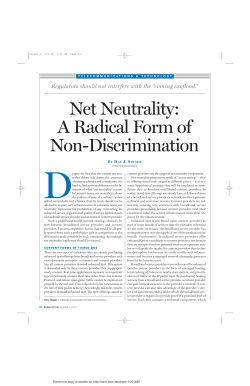 Net Neutrality: A Radical Form of Non-Discrimination
