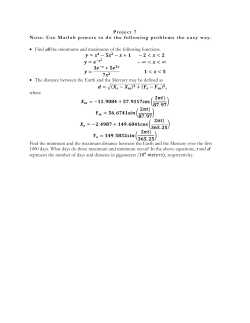 Project 7 Note: Use Matlab powers to do the following