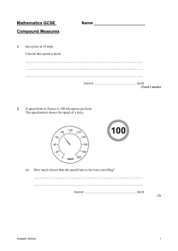Mathematics GCSE – Speed, Distance, Time