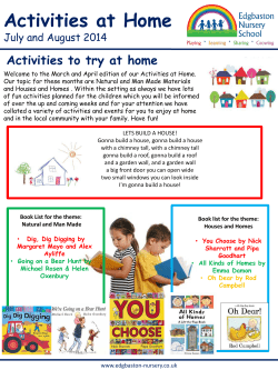 Activities at Home - Edgbaston Nursery School