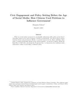 Civic Engagement and Policy Setting Before the Age of