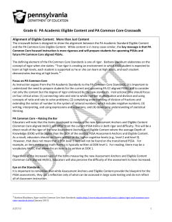 PA Academic Eligible Content and PA Common Core Crosswalk