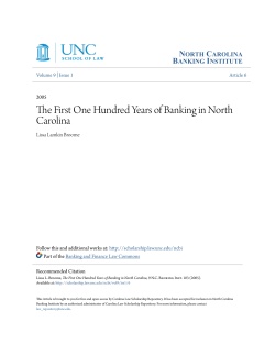 The First One Hundred Years of Banking in North Carolina