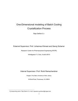One-Dimensional modeling of Batch Cooling Crystallization Process