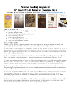 Summer Reading Assignment