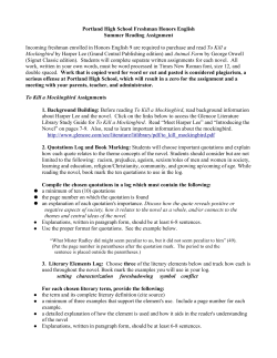 Portland High School Freshman Honors English Summer Reading