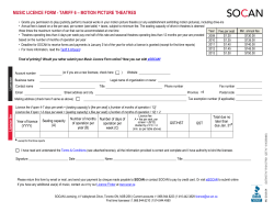music licence form - tariff 6 &ndash; motion picture theatres