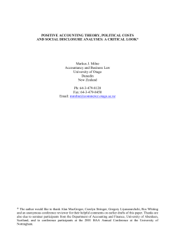 Positive Accounting Theory or &ldquo;Political Cost Hypothesis&rdquo; Explanations