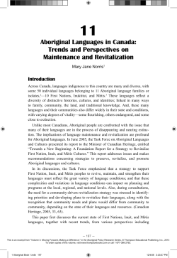 11. Aboriginal Languages in Canada: Trends and Perspectives on
