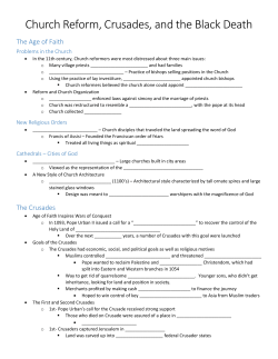Church Reform, Crusades, and the Black Death