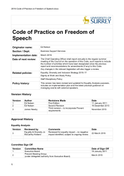 Code of Practice on Freedom of Speech