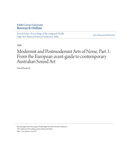 Modernist and Postmodernist Arts of Noise, Part 1