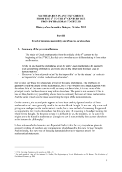 Part III. Proof of incommensurability and Reductio ad absurdum