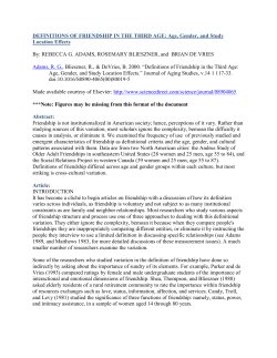 DEFINITIONS OF FRIENDSHIP IN THE THIRD AGE