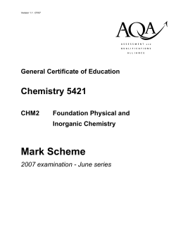 A-level Chemistry Mark scheme Unit 2 - Foundation Physical